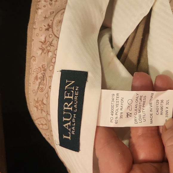 Men's Ralph Lauren Tan Slacks, Size 33x32 but hemmed to a 31in length - Picture 8 of 8